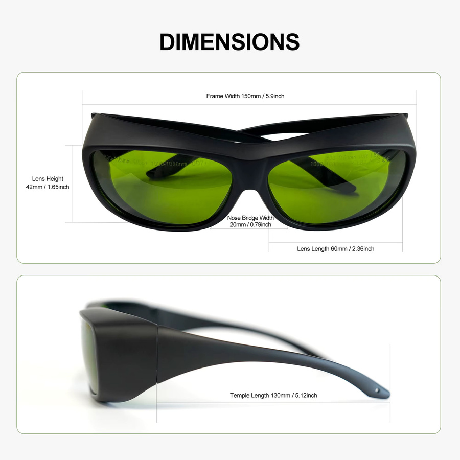 Professionelle Laserschutzbrille OD7+ für Wellenlängen 800-1100nm und 1000-1090nm in Schwarz - Bild 2