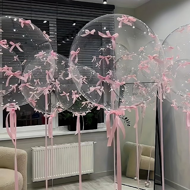 Bobo Ballons Rosa Schleifenknoten-Set zur Partydekoration für Geburtstag, Hochzeit und Camping - Bild 1