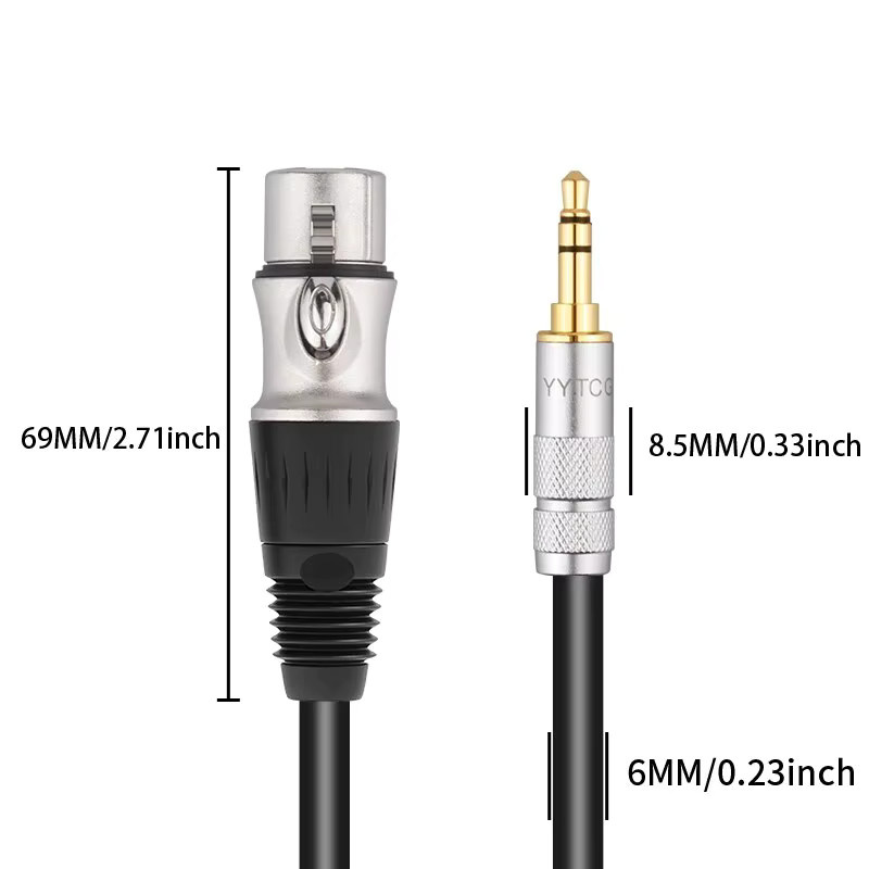 YYTCG Mikrofonkabel Schwarz: XLR 3-Pin Stecker auf 3,5 mm Stereo-Klinke, abgeschirmtes Kabel mit 3,5 mm Buchse - Bild 3