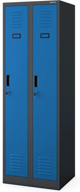 JAN NOWAK Zweifach-Personalschrank KACPER II in Anthrazit und Blau, B/T/H: 180 x 50 x 60 cm - Bild 1