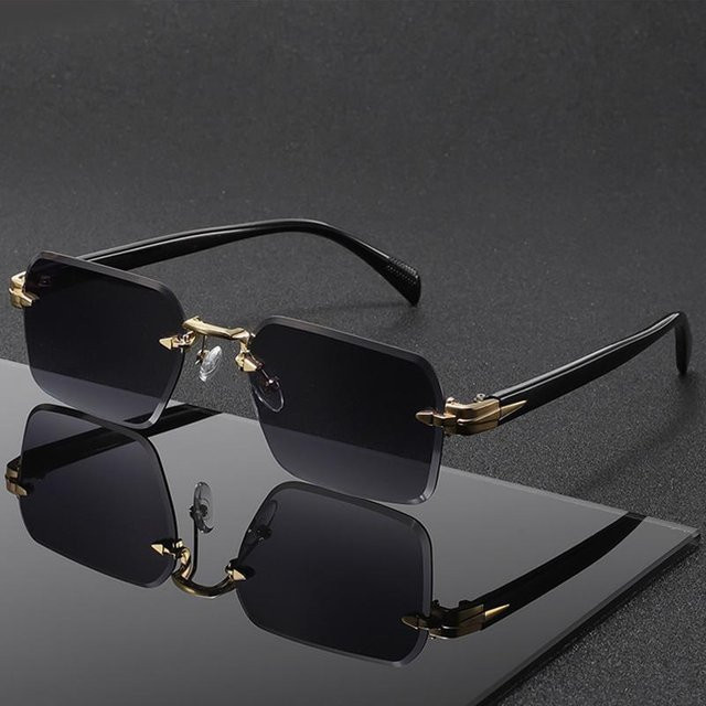 SNQP Sonnenbrille, randlos, square, Metall, Unisex, black, grey - Bild 1