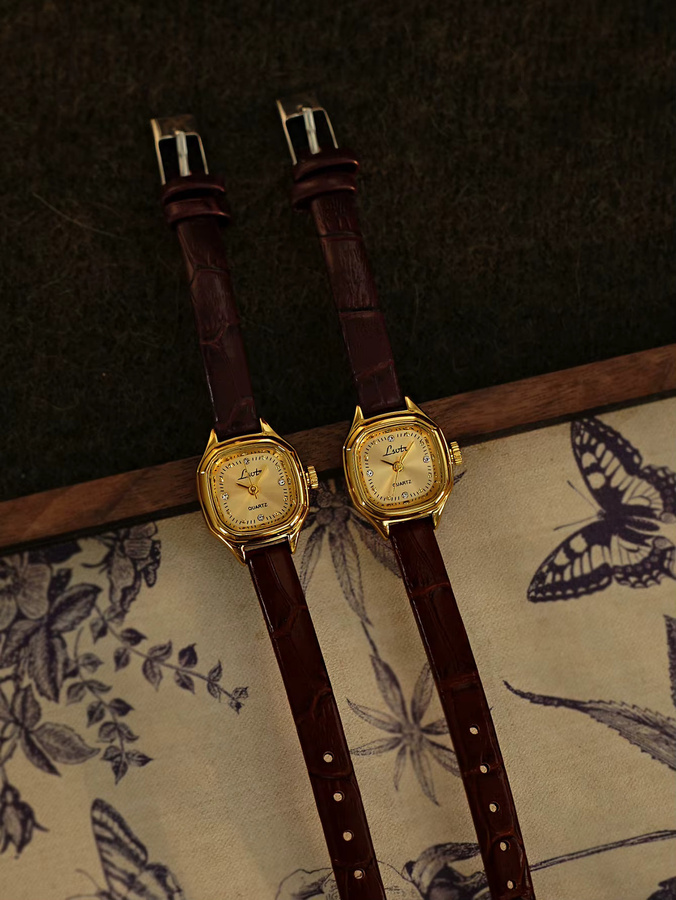 LSVTR Armbanduhr, Gold, Leder, Quarz, Eckig, Damen - Bild 2