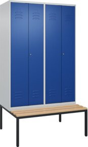 C+P PSA Doppel-Spind Classic PLUS Sitzbank mit 4 Abteilen aus Buche-Hartholz und Stahl, B/T/H: 212 x 120 x 81,5 cm - Bild 1