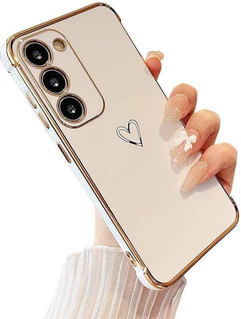 Samsung Handyhülle mit Liebesherz Design in Weiß für Galaxy S24 S23 S22 Ultra S21 Plus S20 FE A54 A34 A14 A52 A53 A23 A15 A24 5G - Bild 1