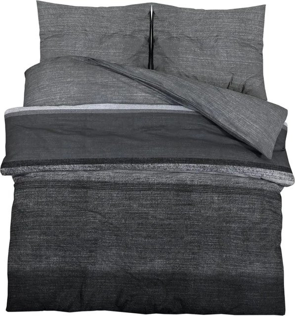 vidaXL Bettwäsche-Set aus Baumwolle in Dunkelgrau, B/H: 260 x 220 cm - Bild 1