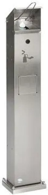 PROREGAL Handdesinfektionsspender mit Abfallsammler zur Bodenmontage in Silber Edelstahl, H x B x T: 115 x 33,5 x 33,5 cm - Bild 1