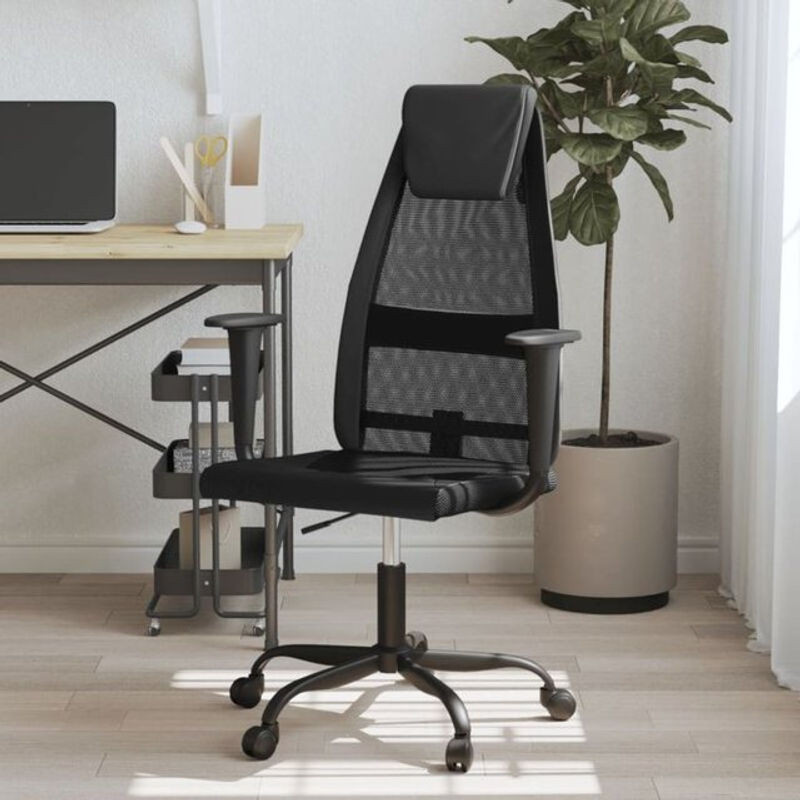 Vidaxl Bürostuhl in Schwarz aus Netzstoff und Kunstleder höhenverstellbar - Bild 1