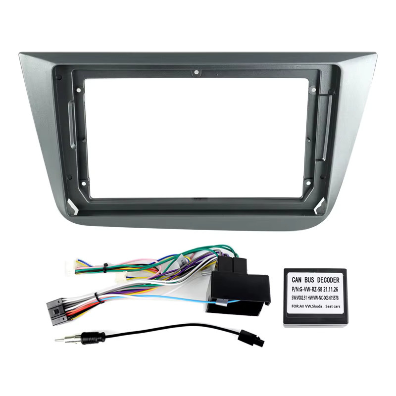 MEKEDE Multimedia-Radio-Rahmenkit für Seat Altea 2004–2015, 9-Zoll-Armaturenbrett-Einbaurahmen Komplettset mit Canbus-Panel und Kabeln in Grau - Bild 2