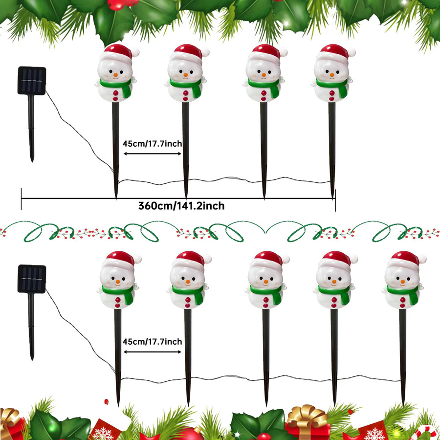 Peach Forest Schneemann Gartenstecker Set 4/5 Teile Wasserdichte Outdoor Landschaftsbeleuchtung für Terrasse und Garten zur Weihnachtsdekoration - Bild 3
