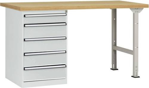 Manuflex Werkbanksystem WC5106.7035 in Lichtgrau aus Stahl und Gummi, B/T/H: 300 x 200 x 80 cm - Bild 1