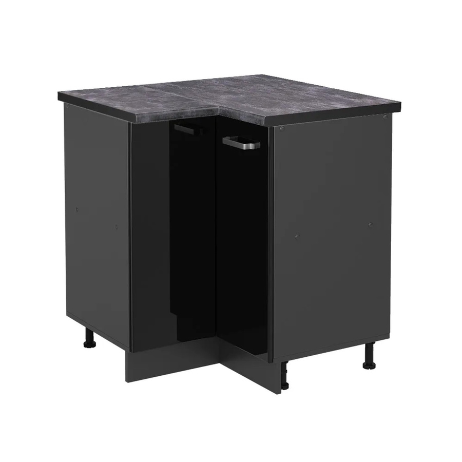 Vicco R-Line Eckunterschrank für die Küche in Schwarz Hochglanz und Anthrazit, B/T/H: 75,6 x 60,0 x 81,6 cm - Bild 2