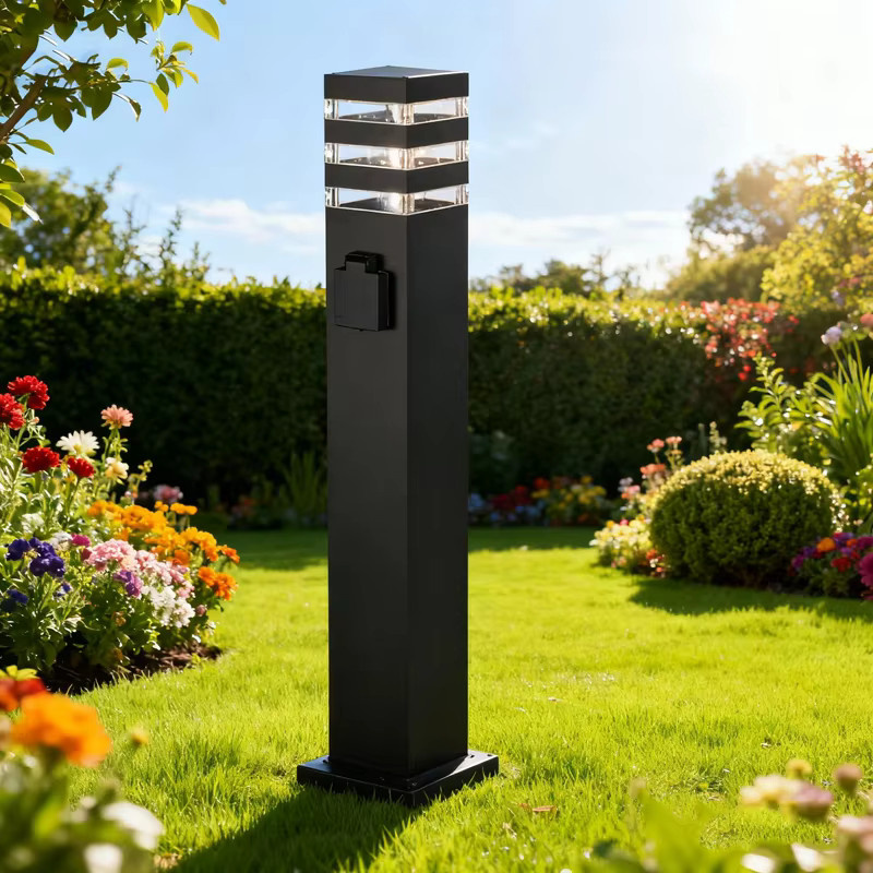 Ynhaw Klassische Outdoor Gartenleuchte aus Metall in Schwarz mit transparentem Glas und E27 Fassung - Bild 3