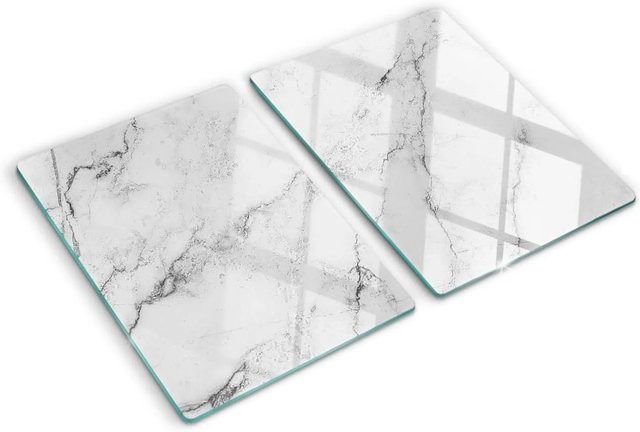 Tulup Herdabdeckplatten Set aus 2 Stück aus Glas in Weiß, B/T: 52 x 40 cm - Bild 1