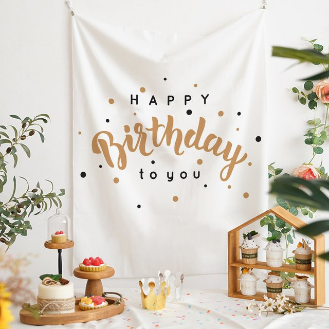 VIKAMA Wandteppich mit Buchstaben für Geburtstag Party Dekoration, Weiß, B/H: 70 x 70 cm - Bild 1