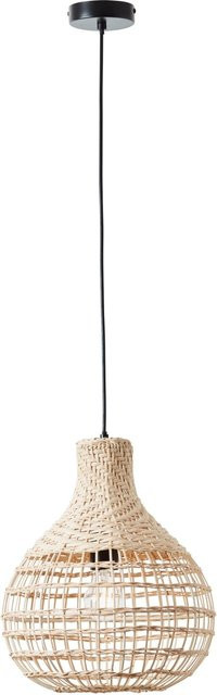 Brilliant Southsea Pendelleuchte aus Rattan und Textil in Natur-Schwarz, Durchmesser: 33 cm, E27 - Bild 1
