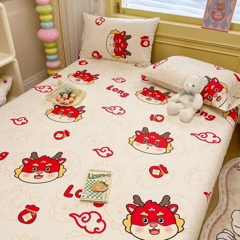 Bonenjoy Spannbettlaken aus 100% Baumwolle mit Cartoon-Tier-Motiv, Rot, B/T/H: 90 x 200 x 25 cm - Bild 3