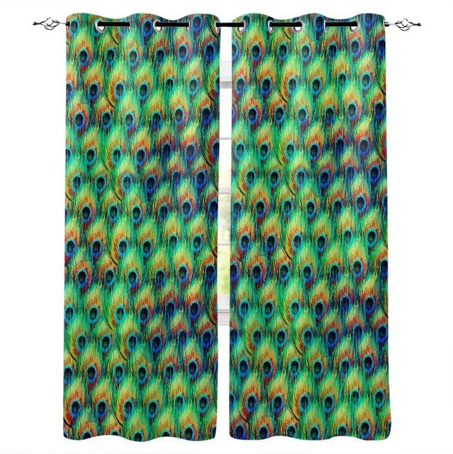 Dekorative Fenstergardinen mit Papagei-Landschaftsmotiv von Super Six, halbtransparent, Mehrfarbig, Breite: 135 cm, Höhe: 60 cm - Bild 1