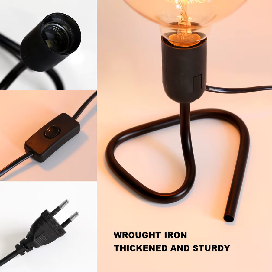 PARKSON Vintage Tischlampe aus Holz mit E27 Fassung im Retro-Design für Schlafzimmer und Nachttisch - Bild 3