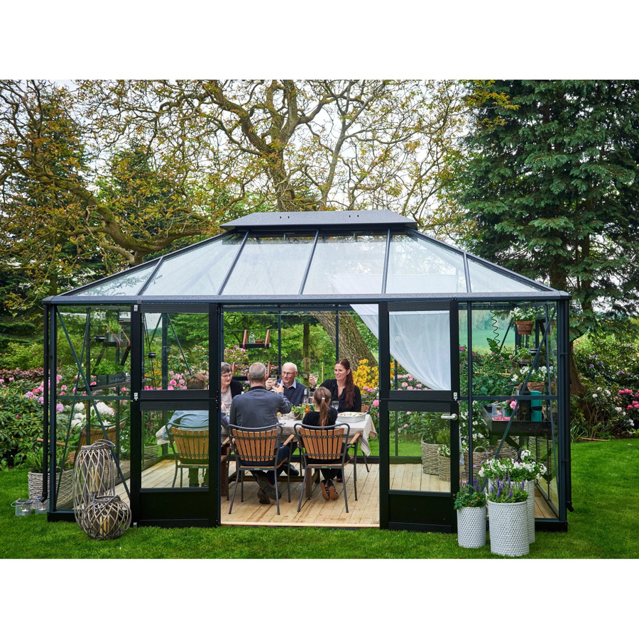 Juliana Gewächshaus Grand Oase 13 in Anthrazit mit Aluminiumrahmen und Polycarbonat-Verglasung, 13 m² - Bild 2