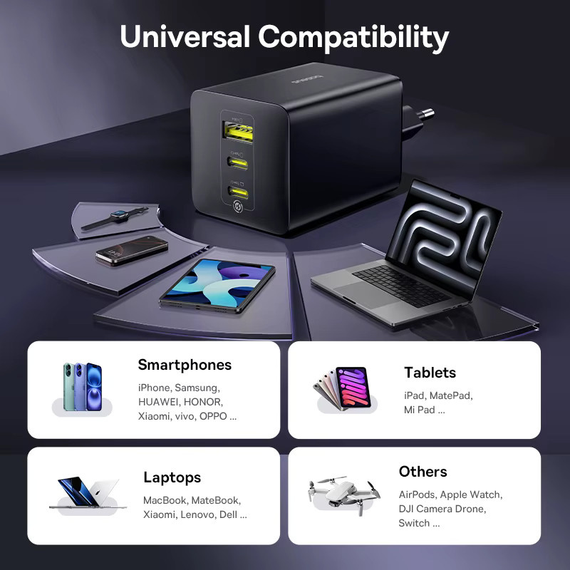 Baseus 100 W GaN Schnellladegerät mit USB-C in Schwarz - Bild 5