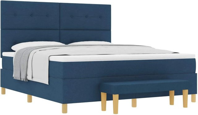vidaXL Boxspringbett mit Matratze und Kopfteil in Blau, B/T/H: 180 x 200 x 128 cm - Bild 1