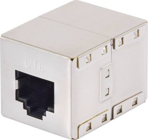 Renkforce RJ45 Netzwerk Adapter CAT 6 Ethernet LAN Adapter in Silber aus Metall mit 1x RJ45-Buchse zu 1x RJ45-Buchse - Bild 1