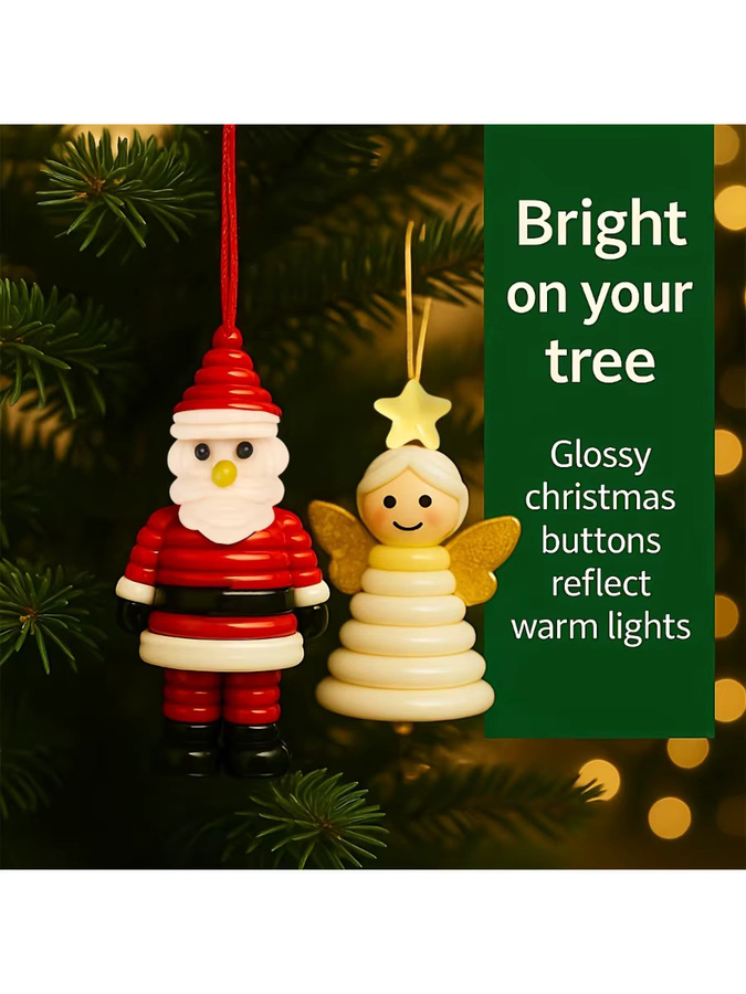 DUTRIEUX DIY-Weihnachtsknopf-Ornament-Set mit Schneemann und Weihnachtsmann, buntes Bastelset aus Kunststoff für Kinder ab 2 Jahren - Bild 6