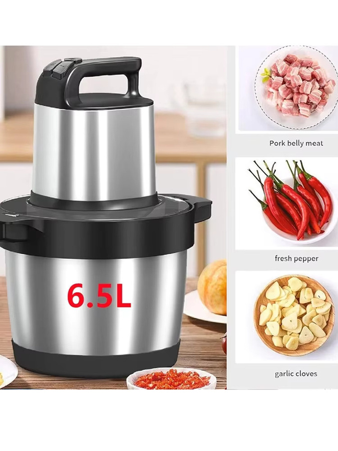 Jianyana Küchenfleischzerkleinerer aus Edelstahl mit 1500W und 6,5L Fassungsvermögen in Silber - Bild 6