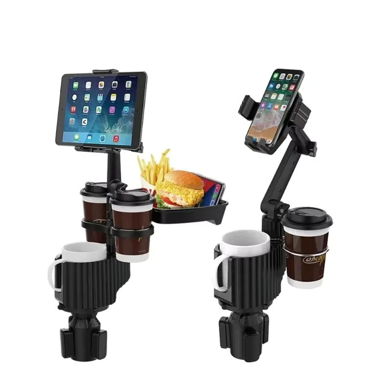 Vikefon Multifunktion Autotelefon- und Getränkehalter in Schwarz, verstellbarer Extender und abnehmbares Ablage-Regal für das Auto - Bild 3