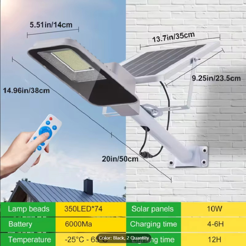 2er-Set YQCHEZI Solarleuchten für den Außenbereich, wasserdichte Solar-Straßenlaternen in Weiß mit 6000 mAh Akku und Dämmerungssensor, modern gestaltete Wandleuchten für Garten und Garage mit kühlem Weißlicht - Bild 4