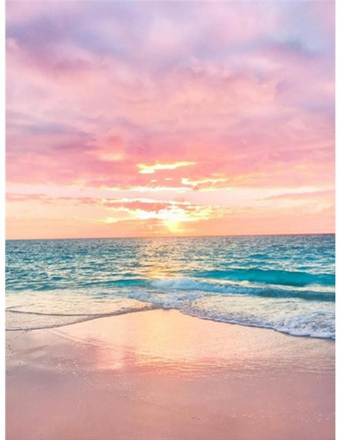 FIYO Diamond Painting Landschaft Sonnenuntergang am Meer als Mosaik-Stickerei in Hellbraun, B/H: 40 x 50 cm - Bild 1