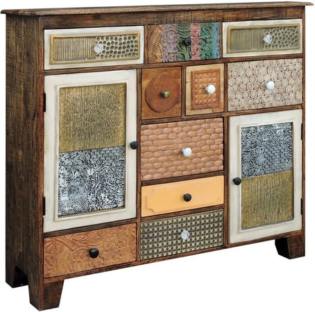 DELUKE Sideboard IVAR aus Akazie und Mango in Mehrfarbig, B/H/T: 125 x 111 x 35 cm