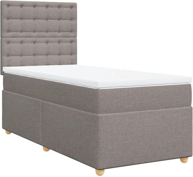 vidaXL Boxspringbett mit Matratze Hybrid-Design in Taupe, B/T: 100 x 200 cm - Bild 1