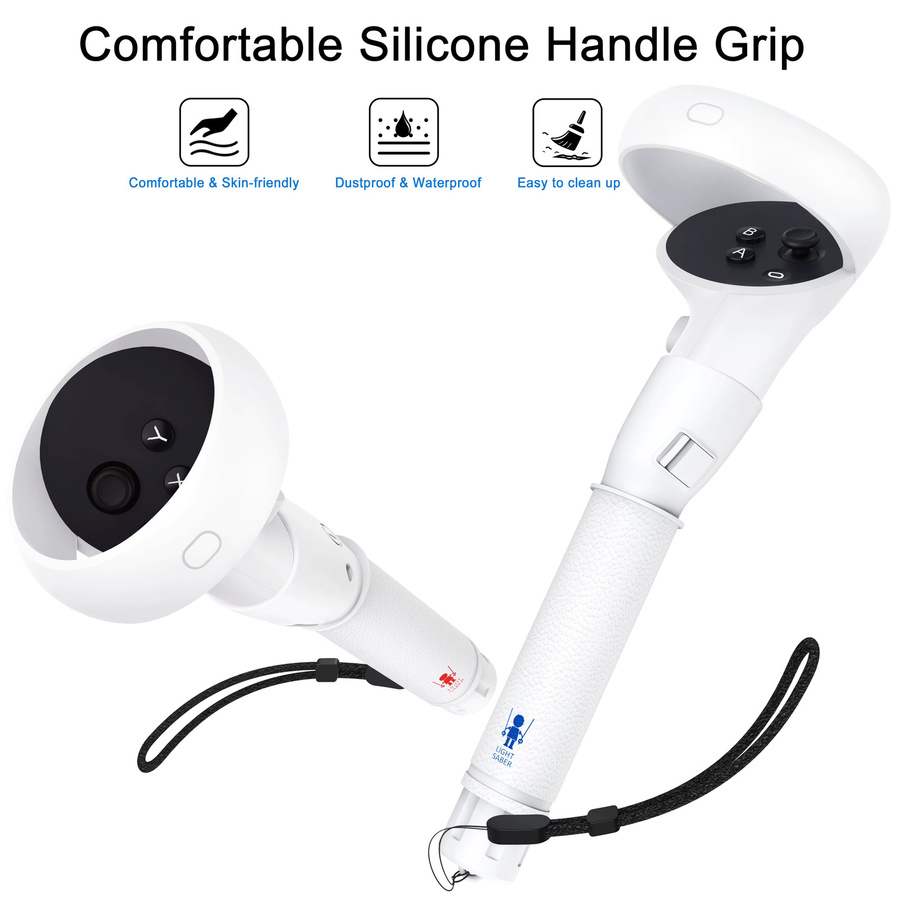 GINWDAY Controller-Erweiterungen für Meta Quest 3S und Meta Quest 2 in Weiß für Gorilla Tag Long Arms, Beat Saber Handles und Supernatural Golf Club - Bild 2
