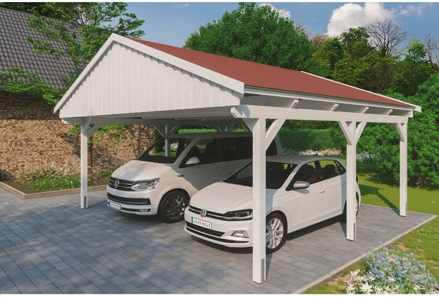 Skan Holz Carport Fichtelberg aus Fichte und Leimholz in Weiss, B/T: 618 x 566 cm, Höhe: 362 cm - Bild 1