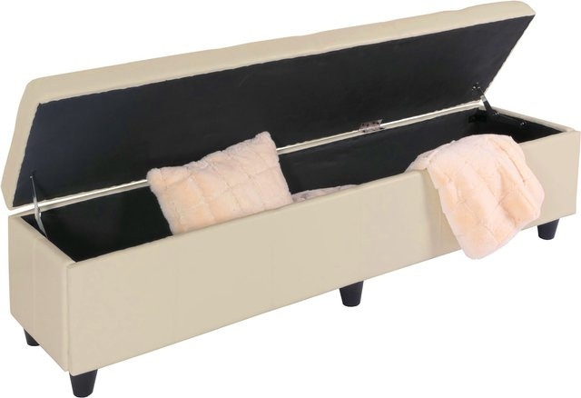 Sitzbank Arezzo XXL mit Aufbewahrung von MCW aus Kunstleder in Creme/Beige, B/T/H: 180 x 45 x 45 cm - Bild 1