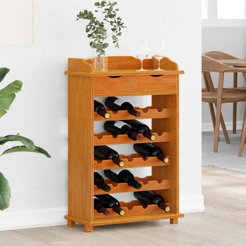 Vidaxl Weinregal aus massivem Kiefernholz in Braun im Landhausstil, B/T/H: 90 x 30 x 60 cm - Bild 1
