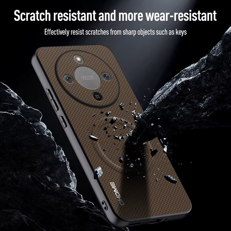 Luxus Silikon Handyhülle mit Auto-Magnethalter für Honor Magic 8 Lite, Honor X9D und Honor X70 5G, stoßfest, in Braun oder Rot - Bild 2