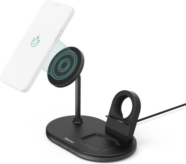 Hama MagCharge Multi 3in1 Kabellose Ladestation für Apple iPhone, AirPods und Watch in Schwarz - Bild 2