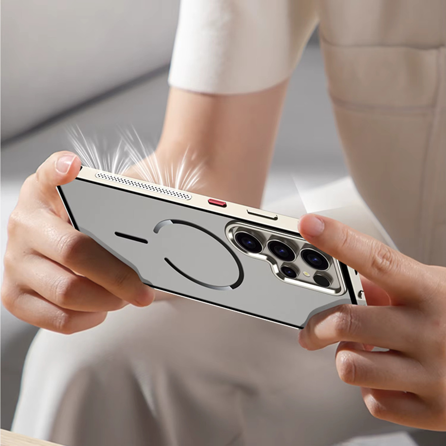Magnetische Schutzhülle für Samsung Galaxy S25 S24 S23 Ultra und S25 S24 Plus in Schwarz mit Metallrand und mattierter PC-Rückplatte - Bild 3