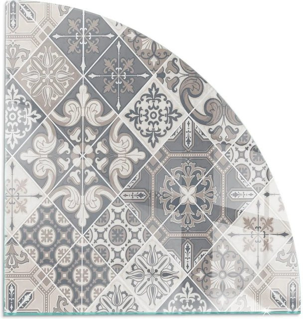 Tulup Glasplatte für Kamin mit dekorativem Mosaikmuster in Grau, B/T: 100 x 100 cm - Bild 1