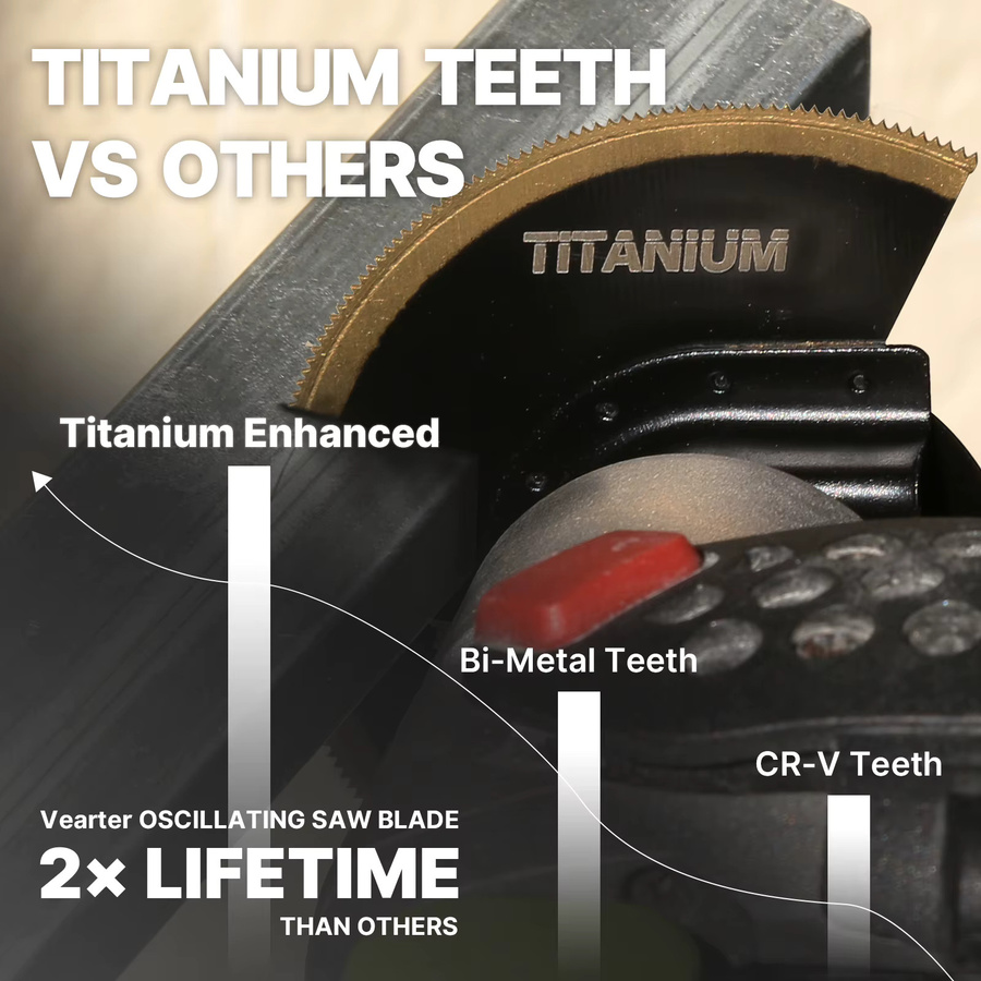 Vearter 3-teiliges Titan-beschichtetes Oszillierendes Multitool Halbkreissägeblatt-Set in Gold für Metall und Holz - Bild 5