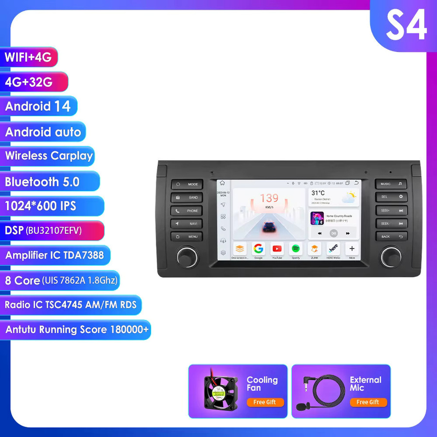 Hizpo 7 Zoll Wireless CarPlay und Android Auto Autoradio für BMW X5 E39 E53 1999 - 2006, Multimedia Stereo Videoplayer mit IPS Touchscreen in Schwarz - Bild 7