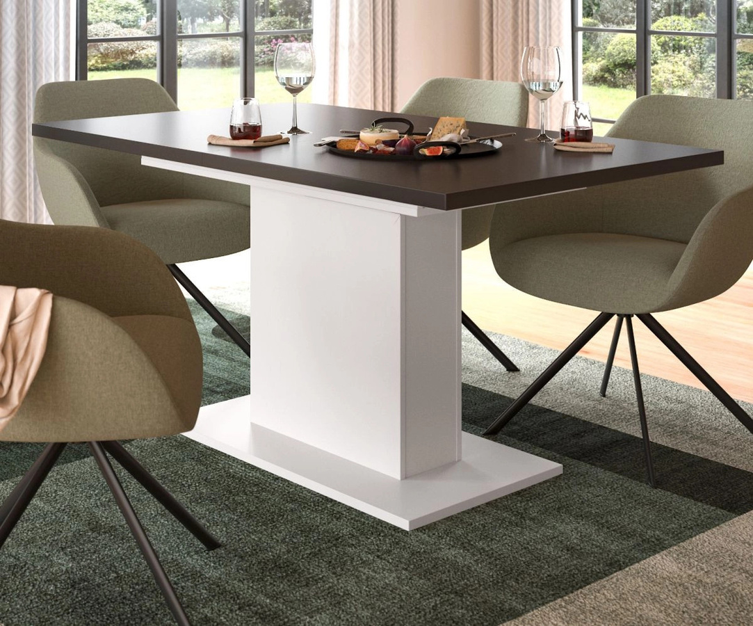 Inn.Furn Esstisch aus MDF und Metall in Grau und Weiß, modern und ausziehbar, B: 150 cm bis 190 cm, H: 76 cm, T: 90 cm - Bild 2
