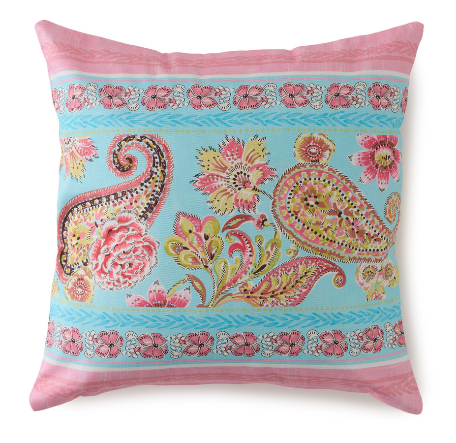 Bassetti Kissenhülle Twill RAPALLO in Türkis-Fuchsia mit floralem Design, B/H: 40 x 40 cm - Bild 1