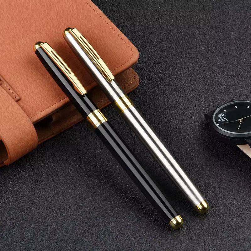 Hochwertiger Metall Gel Stift mit austauschbarer Mine in Schwarz für Business und Büro - Bild 1