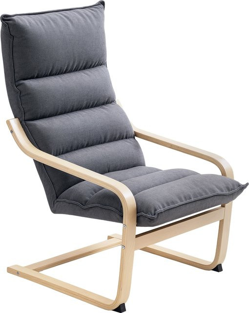 HOMCOM Moderner Schaukelstuhl mit Holzarmlehnen aus Birke und gepolstertem Samt-Kissen, Grau, B/T/H: 67 x 83 x 105 cm - Bild 1