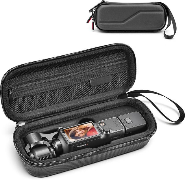 STARTRC Tragetasche für DJI Osmo Pocket 4 Zubehör aus PU-Leder in Schwarz mit Handschlaufe - Bild 1