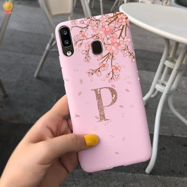 Silikon Handyhülle mit Buchstaben-Design für Samsung Galaxy A20, A20s und A20e in Schwarz und Rosa - Bild 1