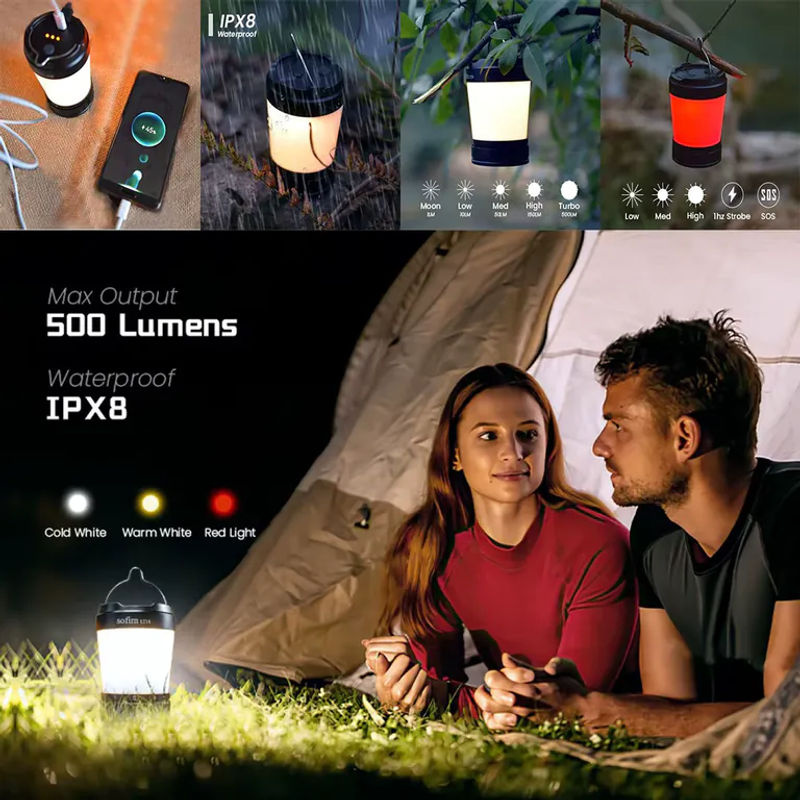 Sofirn LT1S USB C Campingleuchte, wiederaufladbare 21700 Notfalllaterne in Schwarz mit dimmbarer Farbtemperatur (2700 K–6500 K) und Powerbank-Funktion - Bild 2